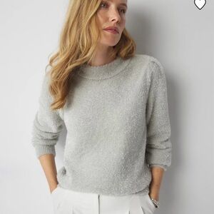 White House Black Market Light Gray/Silver Women's Tinsel Trim Sweater NWT